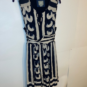 Maeve Anthropologie XSDress Blue/Taupe Sleeveless Knit Knee Length Stretch Lined